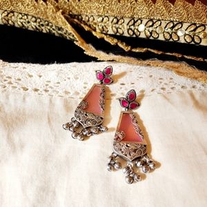 Gajraa Fashion Jewelry Indian Traditional Dangle Earrings for Women&Girls (Pink)